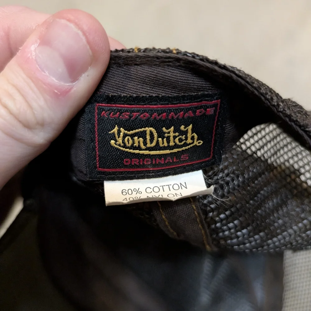 Von Dutch Plaid Green Black Trucker Hat - Picture 3 of 4